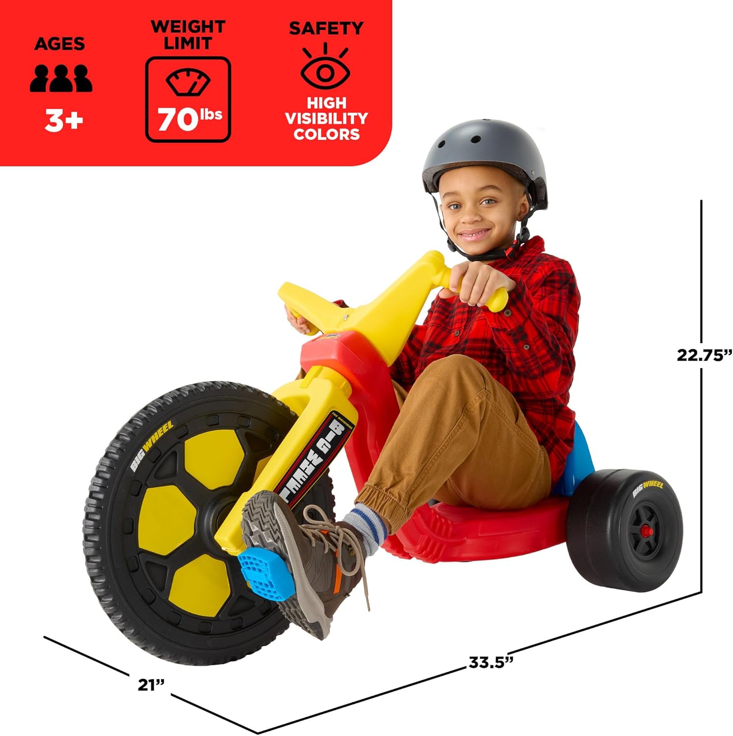 Schylling Big Wheel Chopper - BWCHP - Low-Riding Tricycle with Adjustable Seat for Growing Child up to 70 lbs. - Original Classic Bike - Ages 3 and Up - Image 2
