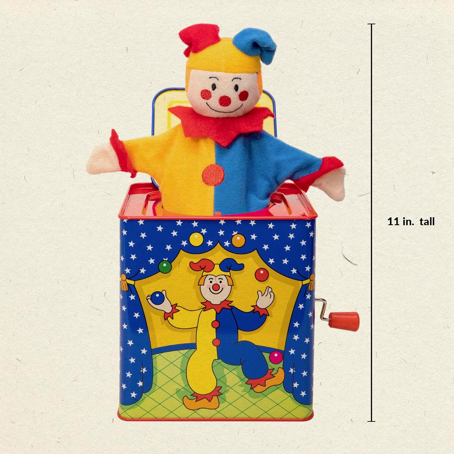 Schylling Jester Jack in the Box - Classic Children-s Musical Toy - Colorful and Durable Tin Box with Silly Jester Plush - Age 18 months and Up - Image 3
